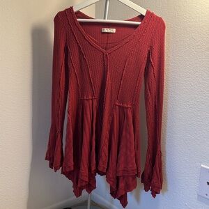 Burgundy/ red long sleeve mini dress. We the free XS